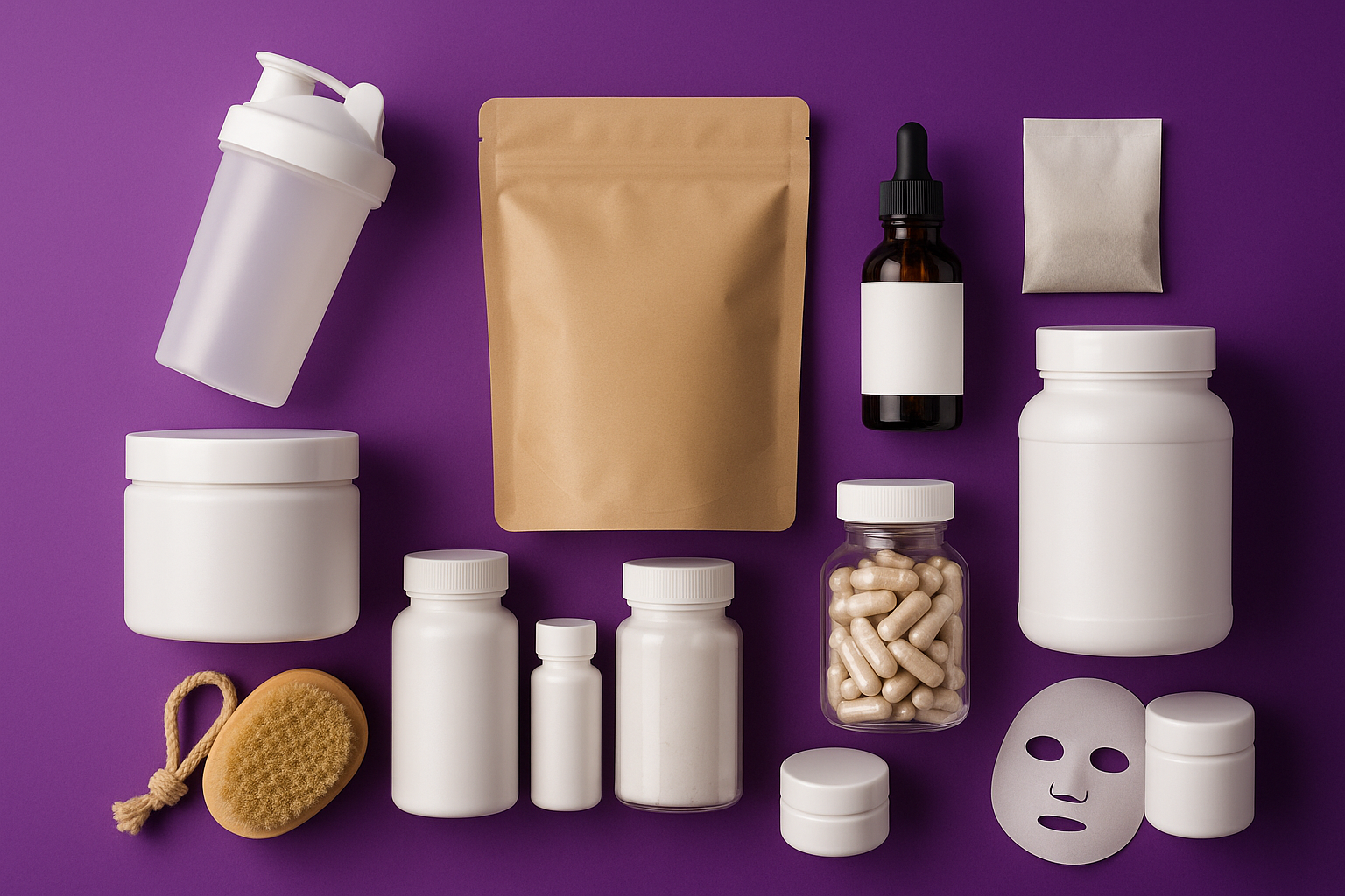 brandless health products with purple background